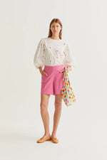 Load image into Gallery viewer, Long Sleeve Embroidered Top in White
