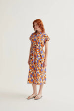 Load image into Gallery viewer, Button Down Midi Dress in Marigold Print
