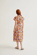 Load image into Gallery viewer, Button Down Midi Dress in Marigold Print
