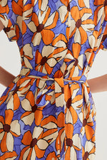 Load image into Gallery viewer, Button Down Midi Dress in Marigold Print

