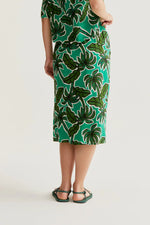 Load image into Gallery viewer, Palm Trees Midi Skirt in Green
