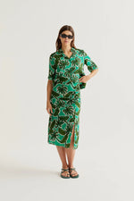 Load image into Gallery viewer, Palm Trees Midi Skirt in Green
