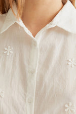 Load image into Gallery viewer, Embroidered Button Down Shirt in White
