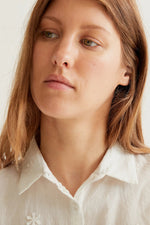 Load image into Gallery viewer, Embroidered Button Down Shirt in White
