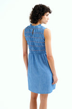 Load image into Gallery viewer, Chambray Short Dress in Light Blue
