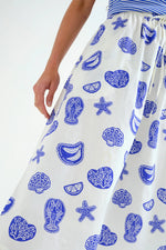 Load image into Gallery viewer, Lobster Dinner Midi Skirt in White Multi

