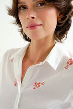 Load image into Gallery viewer, Embroidered Lobster Shirt in White
