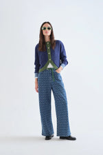 Load image into Gallery viewer, Colorblock Tulip Hem Cardigan in Navy
