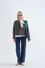 Load image into Gallery viewer, Striped Sweater Blazer in Dark Grey

