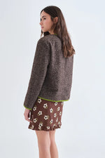 Load image into Gallery viewer, Tweedy Piped Blazer Jacket in Brown

