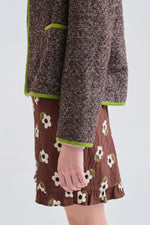 Load image into Gallery viewer, Tweedy Piped Blazer Jacket in Brown
