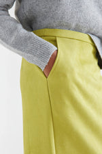 Load image into Gallery viewer, Faux Suede Midi Skirt in Chartreuse
