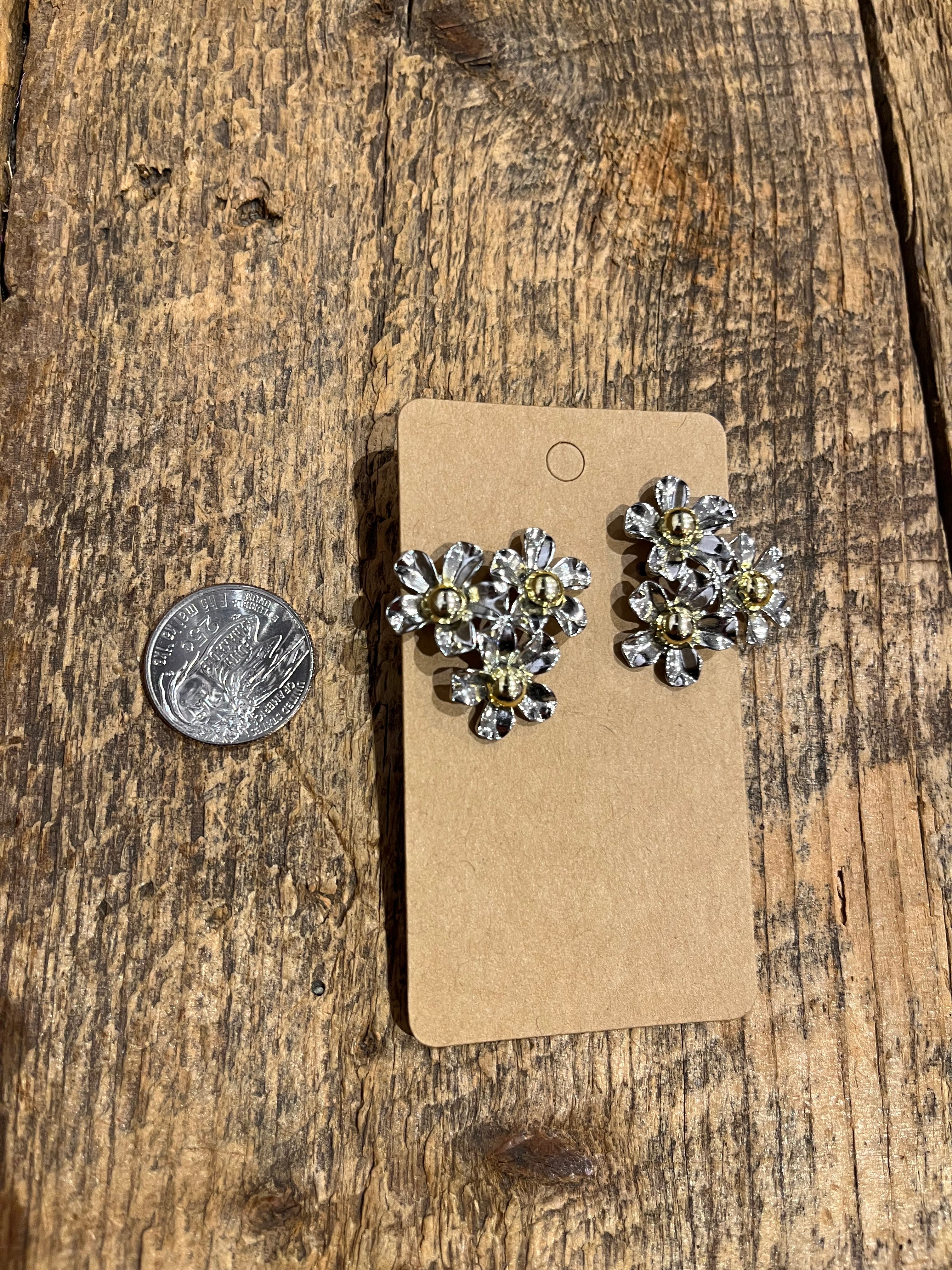 Flower Cluster Trio Earring in Silver
