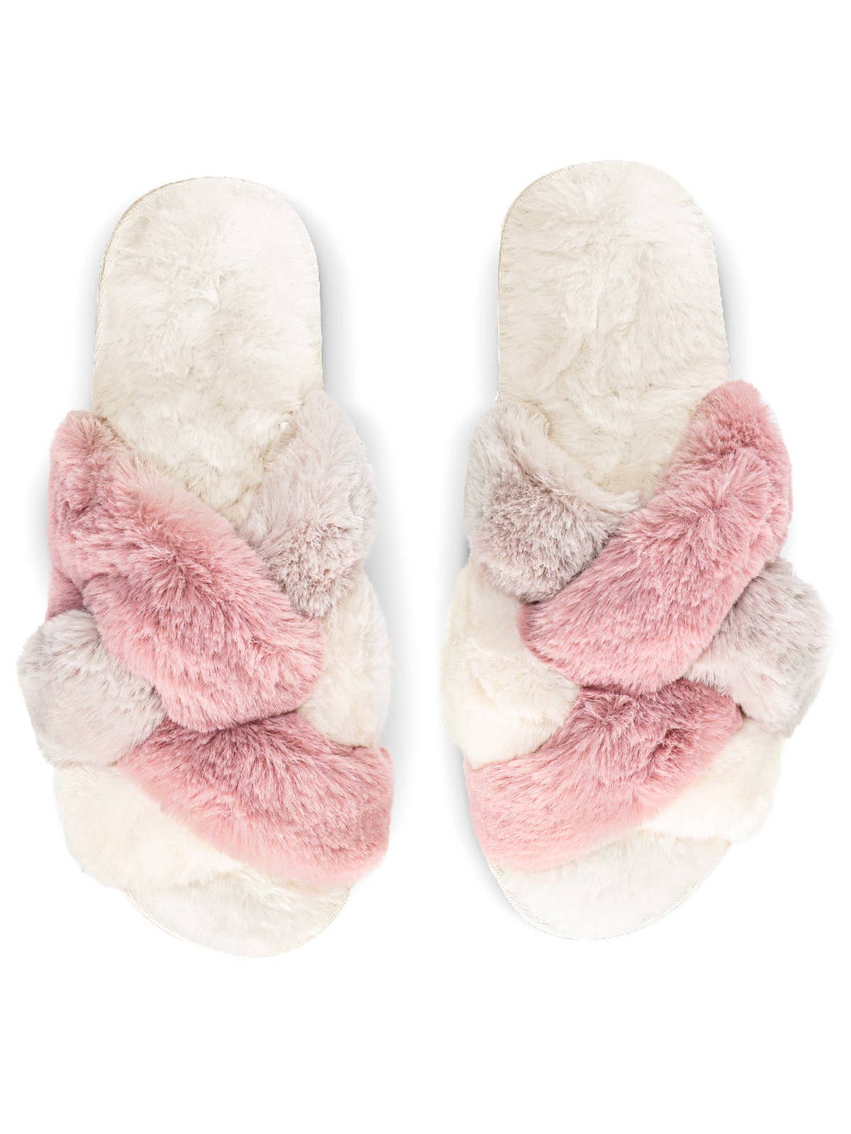 Multi Weave Plush Slippers in Ivory