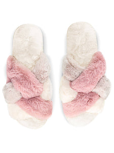 Multi Weave Plush Slippers in Ivory