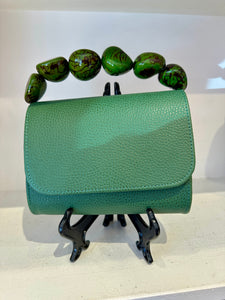 The Nica Leather Clutch in Green