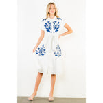 Load image into Gallery viewer, Floral Embroidered Dress in White/Blue
