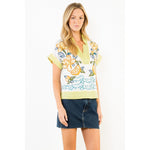 Load image into Gallery viewer, Lemon and Flowers Embroidered Top in Cream

