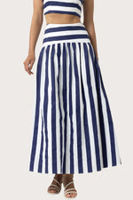 Load image into Gallery viewer, Oliver Poplin Skirt in Marine Stripe
