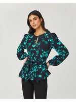 Load image into Gallery viewer, Zen Blouse in Teal and Jet
