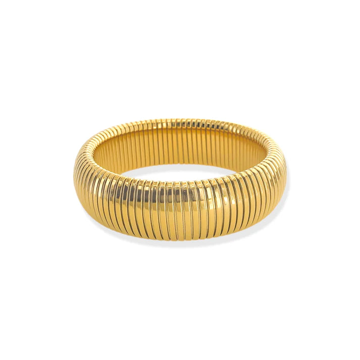 20mm Cobra Ribbed Bracelet in Gold