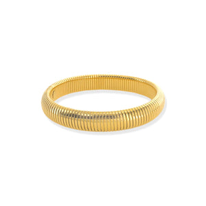 12mm Cobra Ribbed Bracelet in Gold