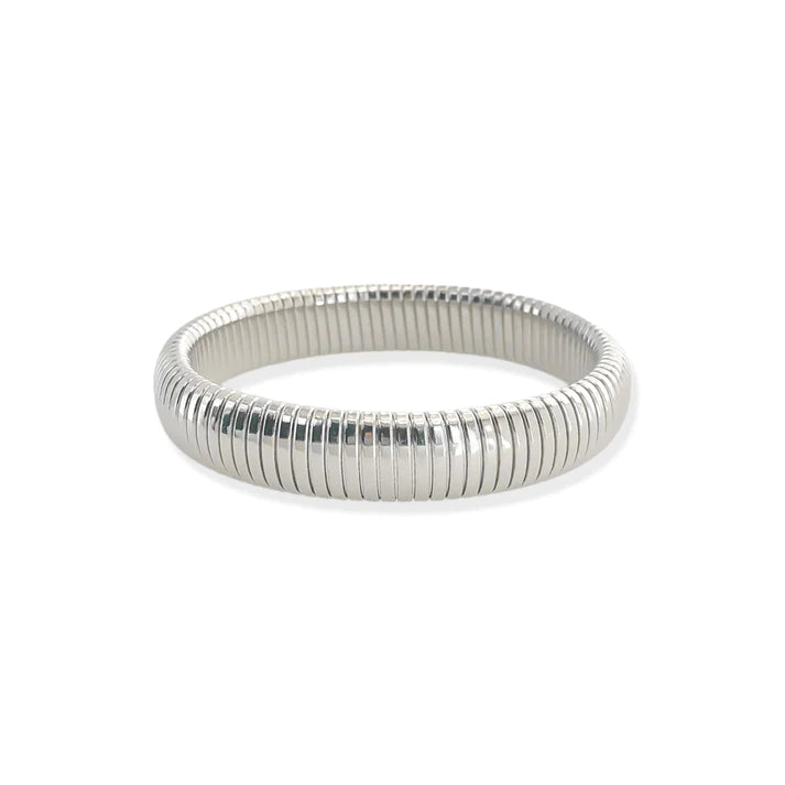 12mm Cobra Ribbed Bracelet in Silver