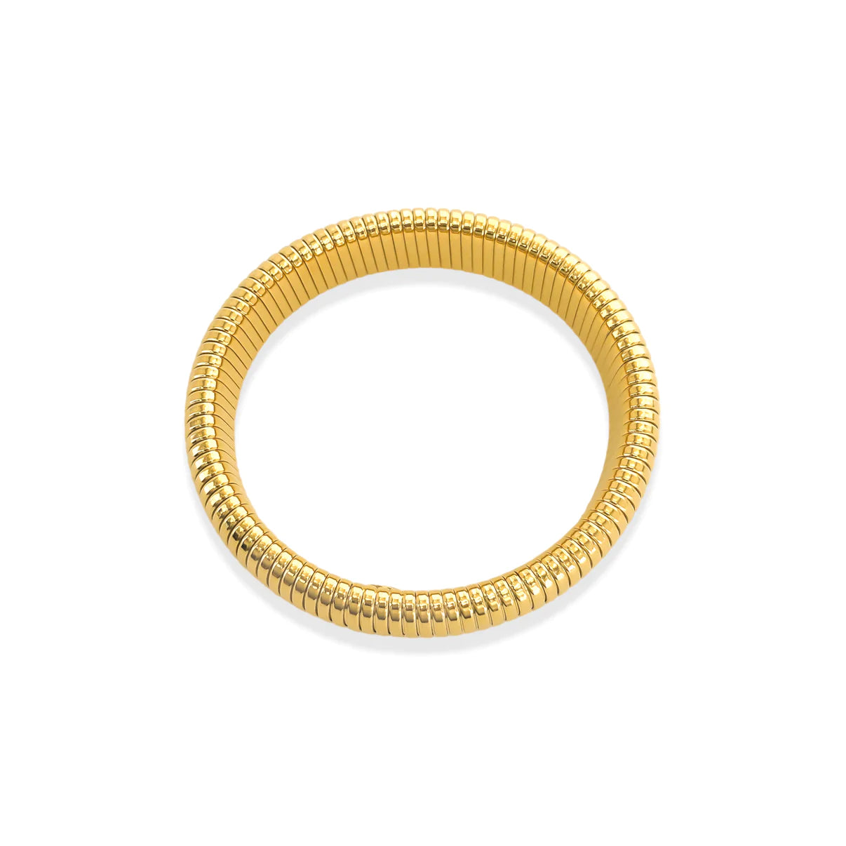 16mm Cobra Ribbed Bracelet in Gold