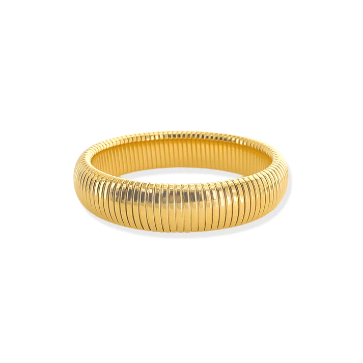 16mm Cobra Ribbed Bracelet in Gold