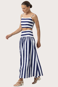 Oliver Poplin Top in Marine Stripe