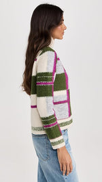 Load image into Gallery viewer, Ria Mockneck Sweater in Ecru Plaid
