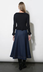 Load image into Gallery viewer, Indy Midi A-Line Denim Skirt in Indigo
