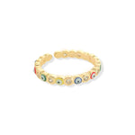 Load image into Gallery viewer, Enamel and CZ Evil Eye Ring in Multicolor
