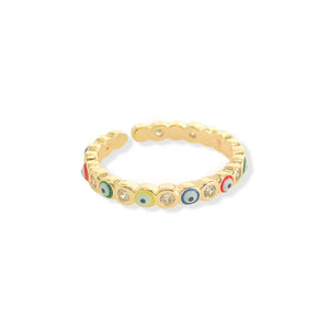 Enamel and CZ Evil Eye Ring in Multicolor