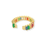Load image into Gallery viewer, Gold Plated Multicolor Baguette CZ Ring
