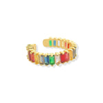 Load image into Gallery viewer, Gold Plated Multicolor Baguette CZ Ring
