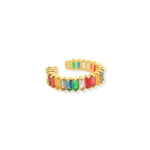Load image into Gallery viewer, Gold Plated Multicolor Baguette CZ Ring
