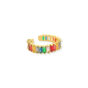 Gold Plated Multicolor Baguette CZ Ring