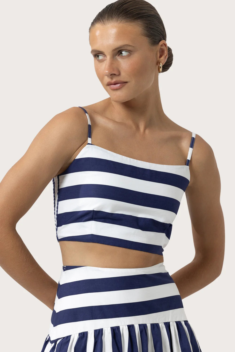 Oliver Poplin Top in Marine Stripe