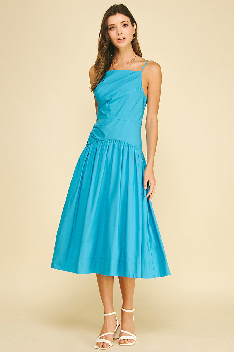 Square Neck Midi Dress in Sky Blue – Mint Julep