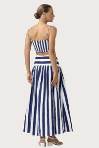 Oliver Poplin Skirt in Marine Stripe