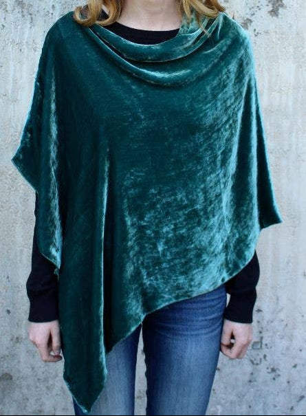 Silk Velvet Poncho Wrap in Cedar