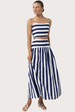 Load image into Gallery viewer, Oliver Poplin Skirt in Marine Stripe
