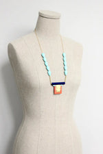 Load image into Gallery viewer, Art Deco Necklace in Turquoise, Cobalt and Coral
