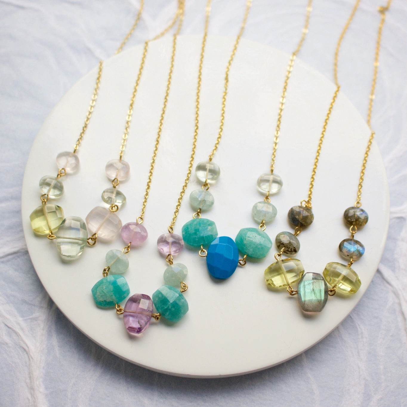 Semi Stacked Necklace in Pastel Tones