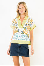 Load image into Gallery viewer, Lemon and Flowers Embroidered Top in Cream

