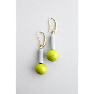 Color Block Earrings in Grey/Charteuse