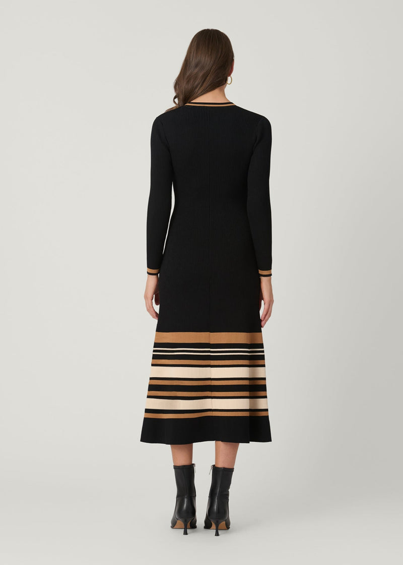 Landon Dress in Jet/Beige/Camel