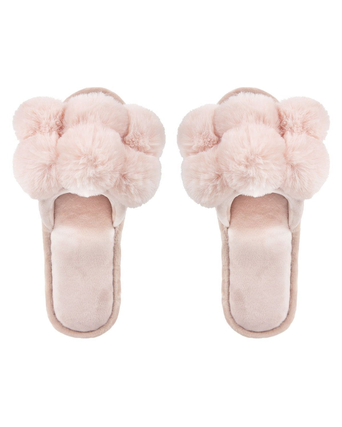 Luxe Pom Pom Open Toe Slippers in Blush