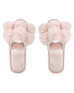 Load image into Gallery viewer, Luxe Pom Pom Open Toe Slippers in Blush
